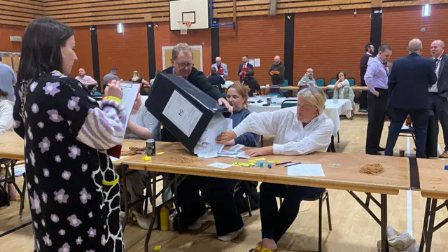 Counting begins at the Rhondda Sports Centre in the Rhondda and Ogmore constituency