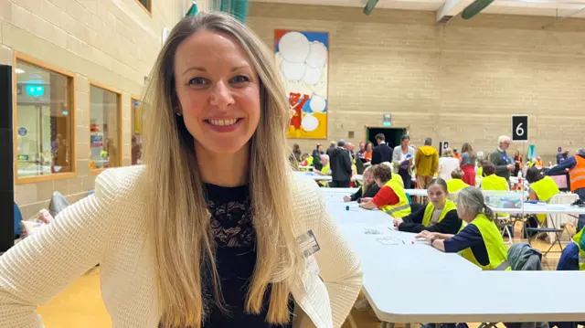 Points West reporter Cheryl Dennis at the North Somerset and Weston-super-Mare General Election Count.