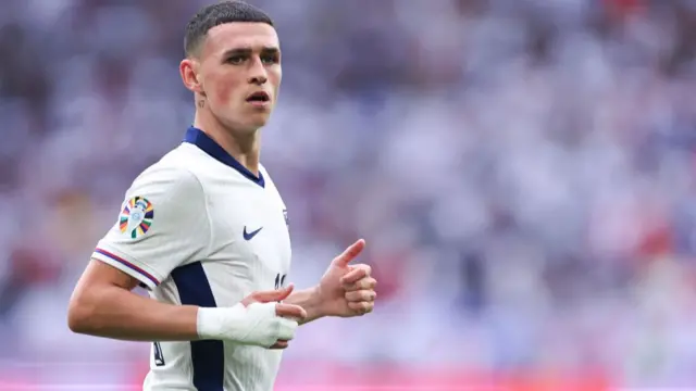 Phil Foden of England during the UEFA EURO 2024 round of 16 match between England and Slovakia at Arena AufSchalke on June 30, 2024 in Gelsenkirchen, Germany