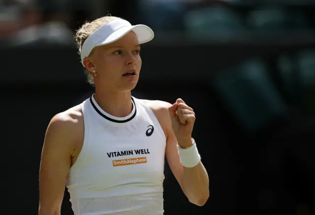 Harriet Dart clenches her fist in celebration