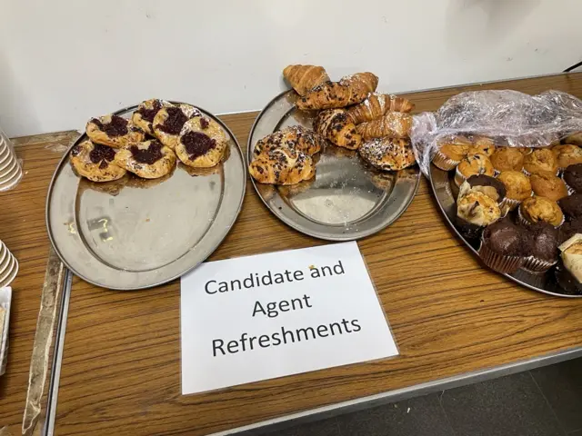 Food provided at the count in Buxton