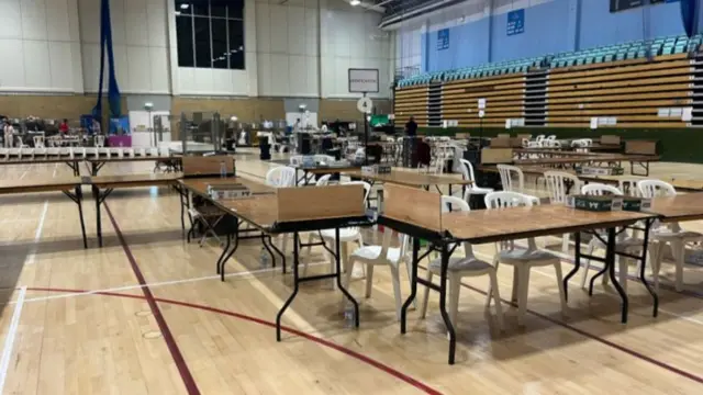 Empty counting tables at the Guildford count