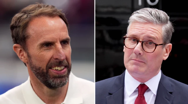 A composite image of head and shoulders shots of Gareth Southgate on the left and Keir Starmer on the right