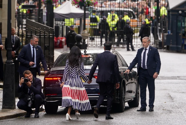 Rishi Sunak and his wife leaving Downing Street