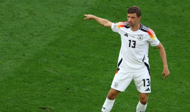 Germany's Thomas Muller reacts