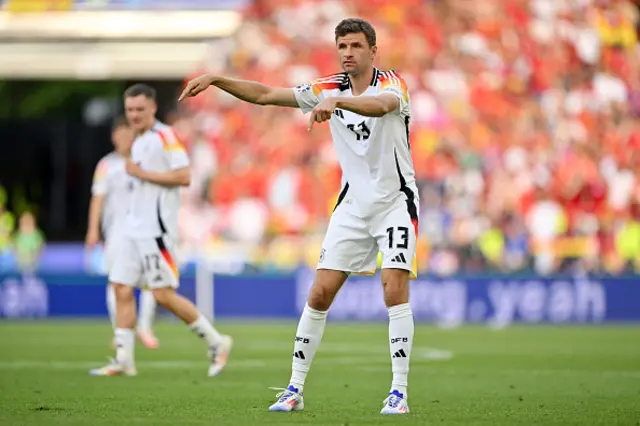 Thomas Mueller of Germany gestures instructions