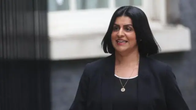 Shabana Mahmood arriving at 10 Downing Street earlier today