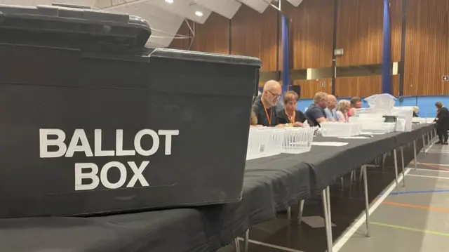 A ballot box at the count