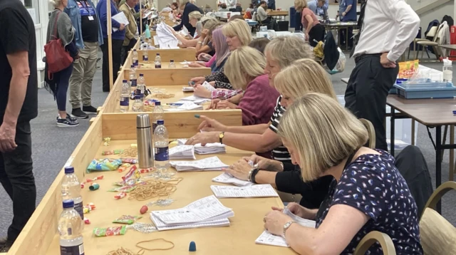 Votes being counted in Newton Abbot