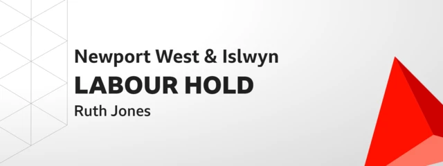 A BBC graphic showing Labour hold Newport West & Islwyn