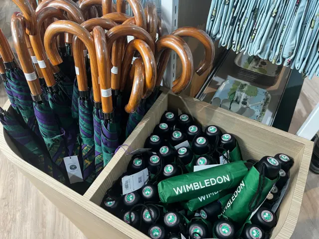 Umbrellas in the Wimbledon shop