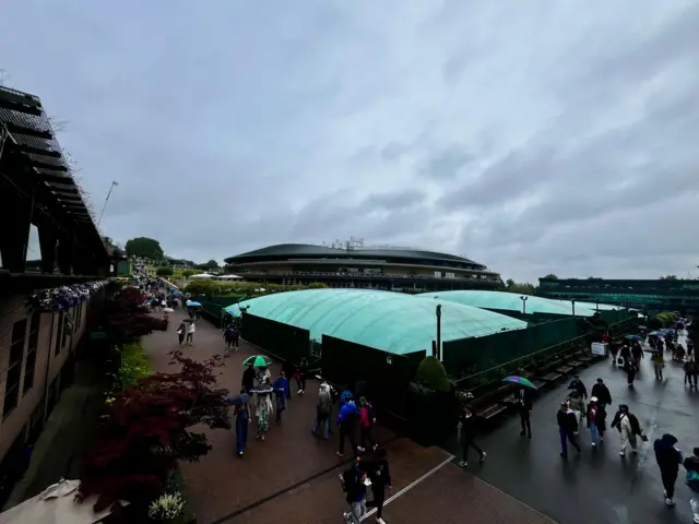 Wimbledon covered court because of rain