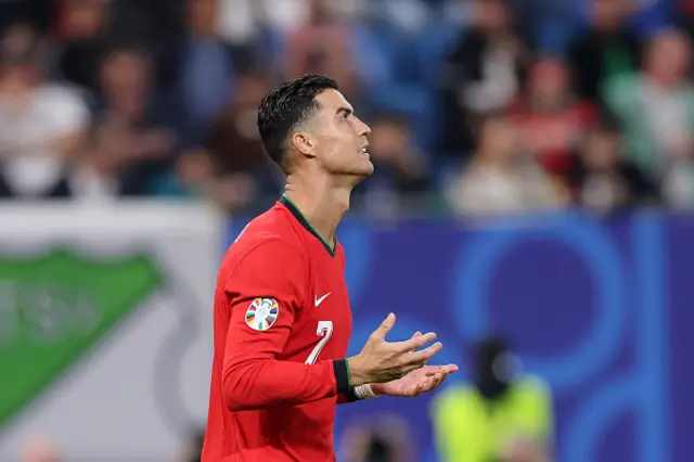 Cristiano Ronaldo of Portugal reacts