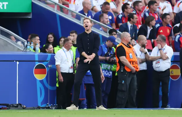 Julian Nagelsmann, Head Coach of Germany, reacts