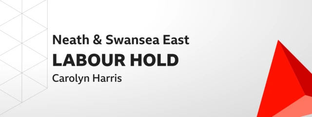 A BBC graphic showing the Labour hold Neath & Swansea East result