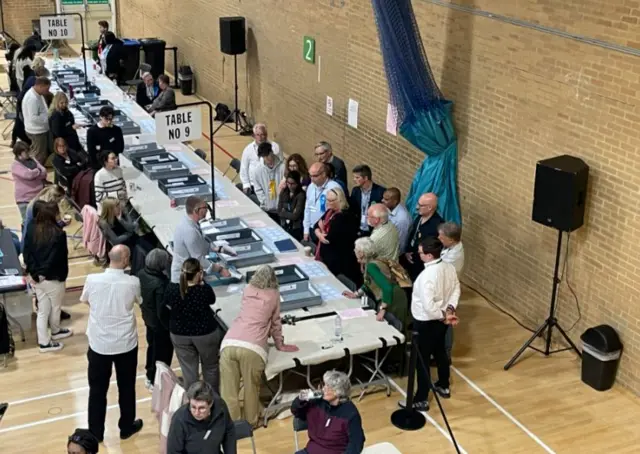 Counting and examining ballot papers in Reigate