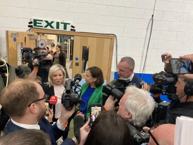 michelle o'neill and Mary Lou McDonald at polling