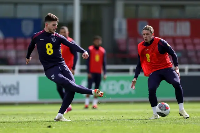 Declan Rice and Conor Gallagher in England training