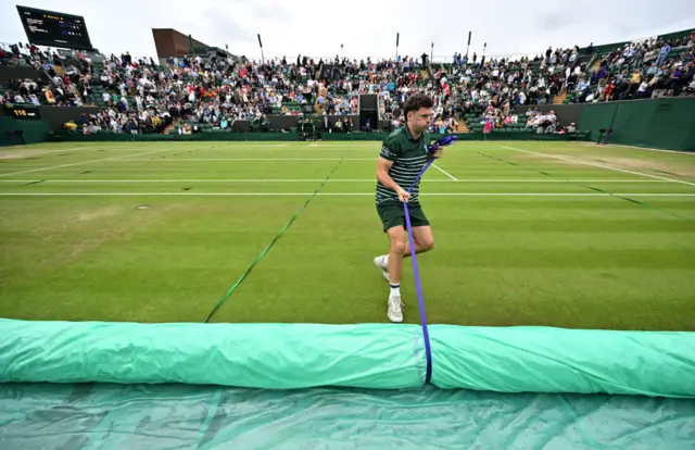 The covers are pulled on to outside courts