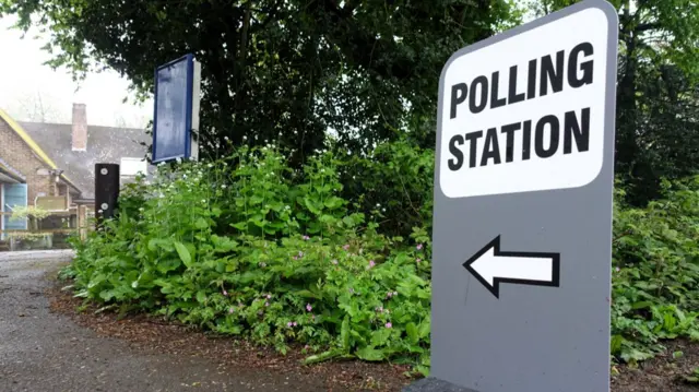 A sign outside a polling station