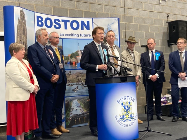 Reform UK chairman, Richard Tice, speaks after winning the Boston and Skegness seat