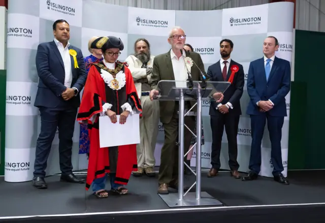 Jeremy Corbyn at podium