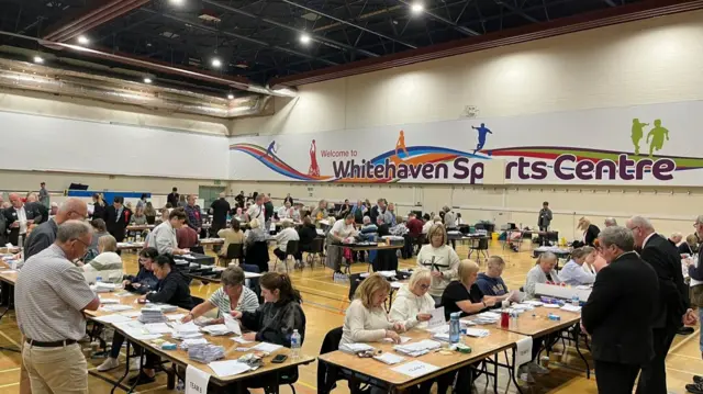 Teams counting votes in Whitehaven