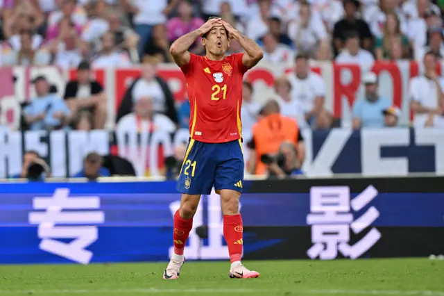 Mikel Oyarzabal of Spain reacts