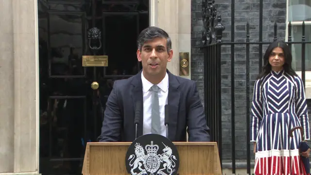 Rishi Sunak at the lectern in Downing Street