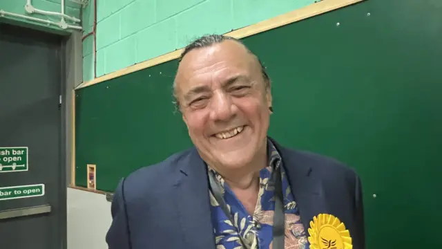 Roz Savage's campaign manager cracks a big smile at the election count