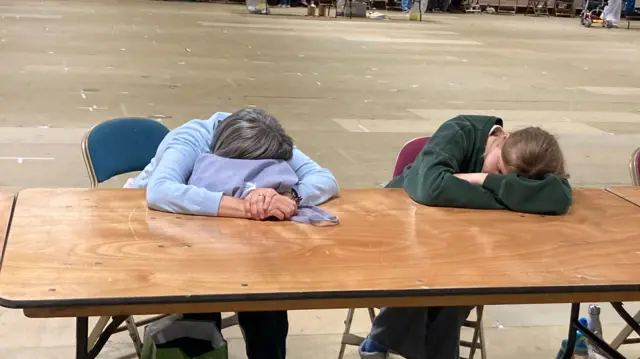 Volunteers asleep at the count