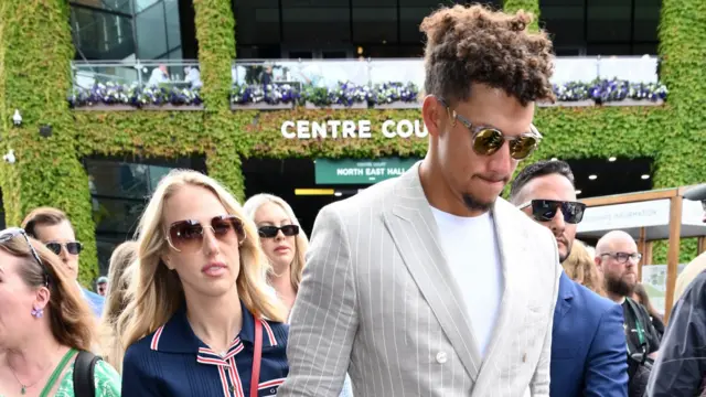 Patrick Mahomes and his wife Brittany outside Centre Court