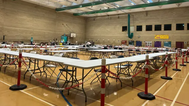 People have left the sports hall where the count took place