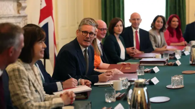 Cabinet members meets at Downing Street with Labour leader Keir Starmer sat alongside other members