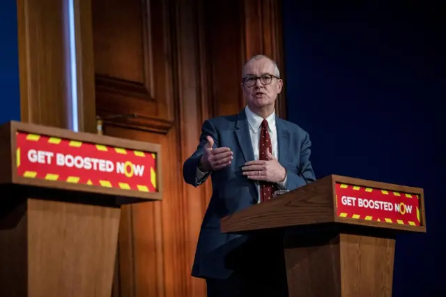 Patrick Vallance speaks during a briefing on the coronavirus pandemic, in Downing Street