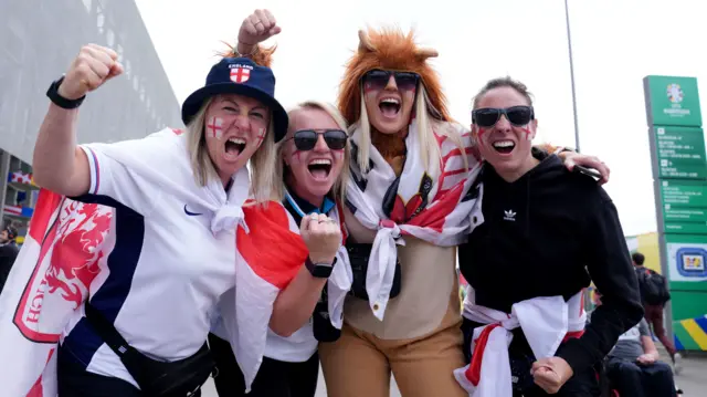 England fans cheering before their Euro 2024 game against Switzerland in Dusseldorf