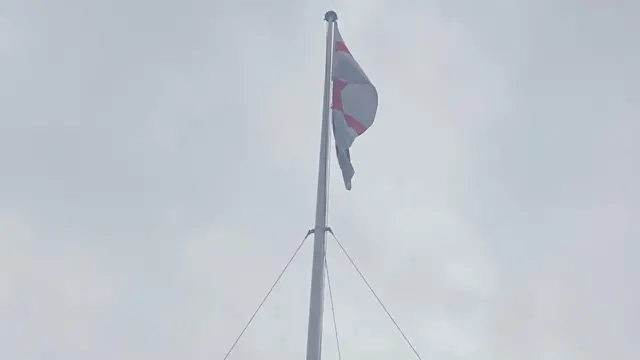 St George's Cross flag above Downing Street