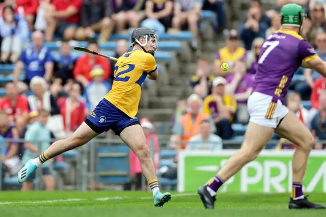 Ian Galvin scores Clare's second goal against Wexford in the quarter-final