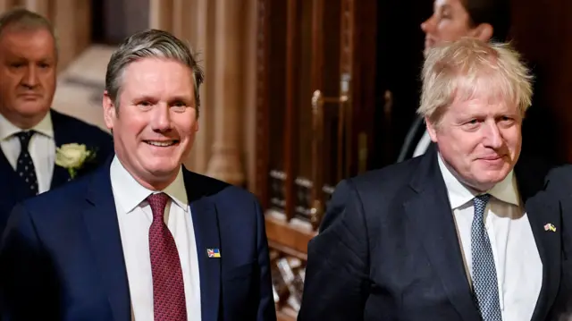 Sir Keir Starmer in 2022 with then prime minister Boris Johnson