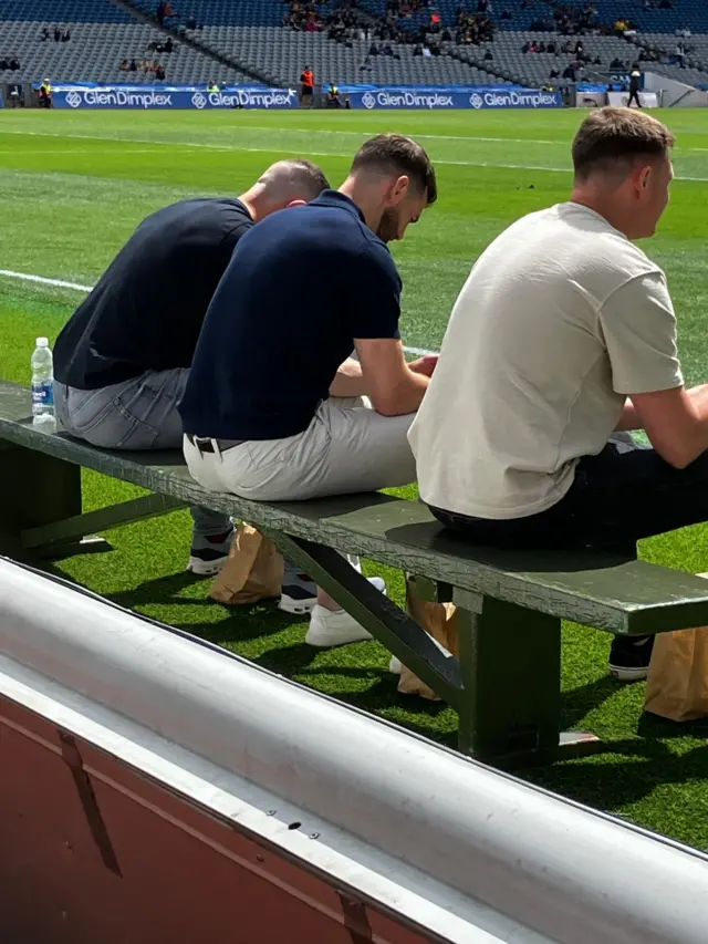 BBC Sport pundits on the bench at Croke Park