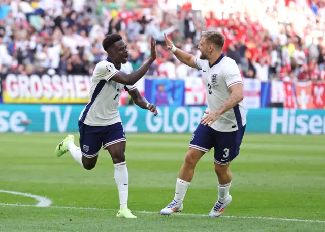 Bukayo Saka and Luke Shaw