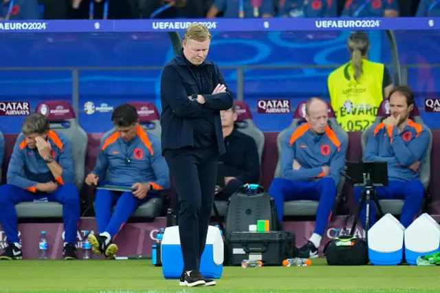 Ronald Koeman head coach of Netherlands reacts