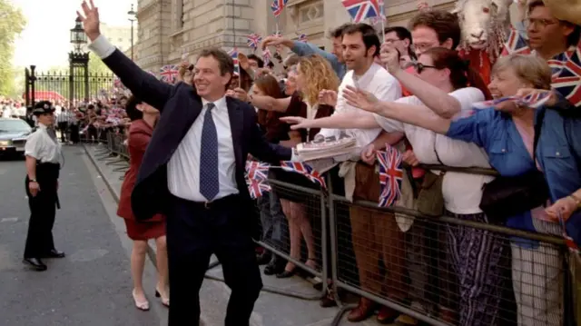 Tony Blair in Downing Street in 1997