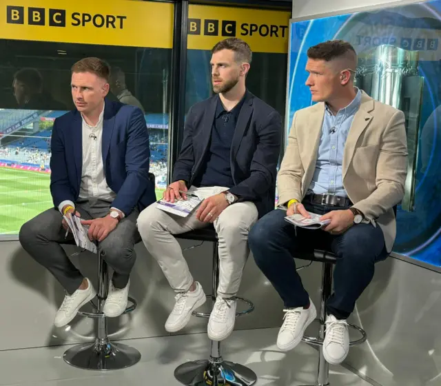 Our BBC Sport pundits Paul Murphy, Neil McManus and Austin Gleeson in situ at Croke Park