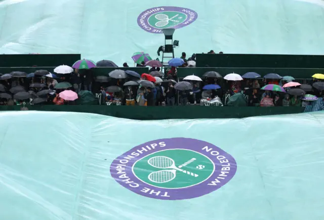 Covers on courts at Wimbledon