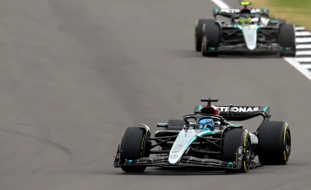 george russell ahead of lewis hamilton