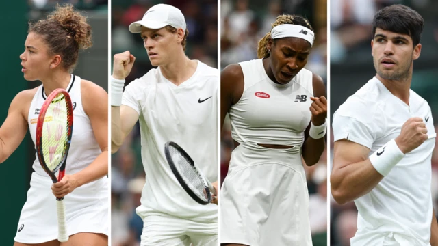Jasmine Paolini, Jannik Sinner, Coco Gauff, Carlos Alcaraz graphic
