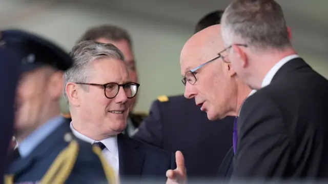 Labour leader Sir Keir Starmer (left) speaks to First Minister John Swinney the UK's national commemorative event for the 80th anniversary of D-Day, hosted by the Ministry of Defence on Southsea Common in Portsmouth, Hampshire.