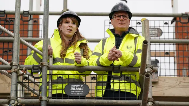 Labour leader Sir Keir Starmer and deputy leader Angela Rayner during a visit to a housing development in the Nightingale Quarter of Derby