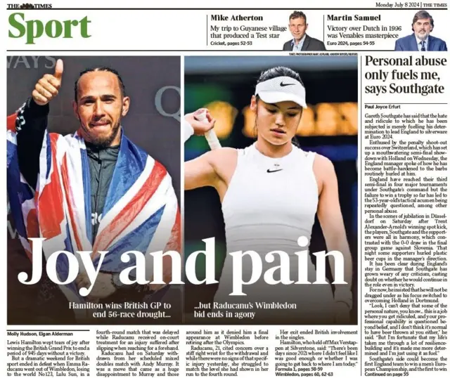 Times' main sports page